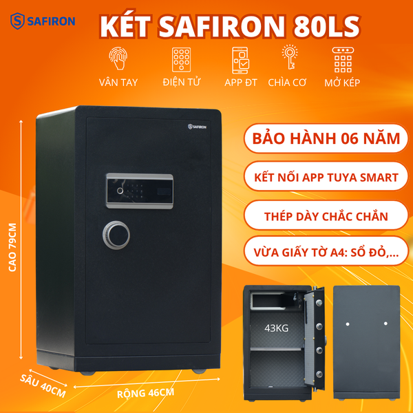 Két Sắt Thông Minh Safiron 80LS Vân Tay Điện Tử Kết Nối APP Điện Thoại