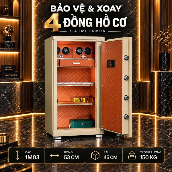 Két Sắt Xiaomi CRMCR 100JBW Xoay Đồng Hồ Cơ, Chống Cháy, Cảnh Báo Trộm Về Điện Thoại