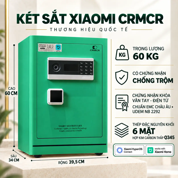 Két sắt Màu Xanh Ngọc Xiaomi CRMCR 60LE – Khóa vân tay điện tử định danh người mở, Cảnh Báo Về Điện Thoại