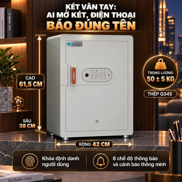 Két Sắt Xiaomi CRMCR Thông Minh 60MS Khóa vân tay tự động