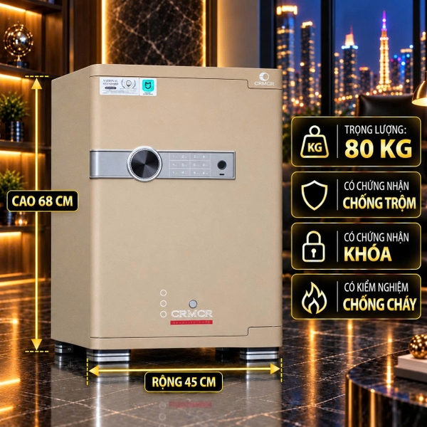 Két Sắt Xiaomi CRMCR 65JB Thép đặc nguyên khối –  Khóa vân tay điện tử định danh người dùng cảnh trộm báo điện thoại