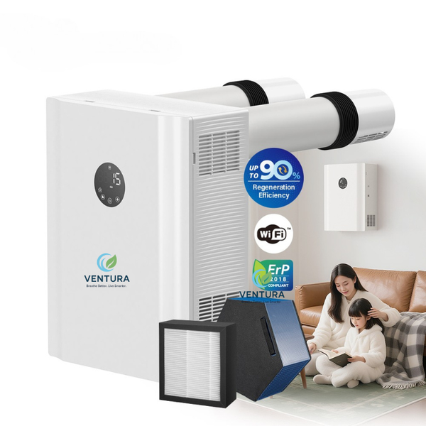 Máy Lọc và cấp khí tươi gắn tường hồi nhiệt cấp khí tươi và thải khí bẩn tách biệt, phòng luôn thoáng