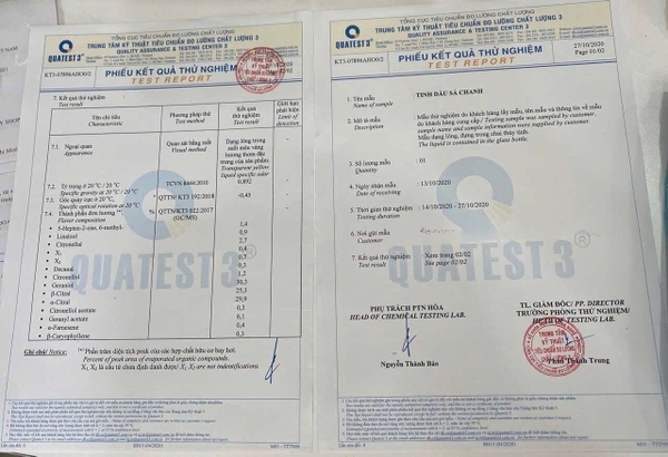 Phiếu kiểm nghiệm QUATEST 3 đầy đủ các hoạt chất tối ưu