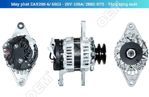 MÁY PHÁT ZX200-6/6BG1 28V-100A-2B82-H72 TĂNG CÔNG SUẤT CHÚ Ý TAI CÂN JPC