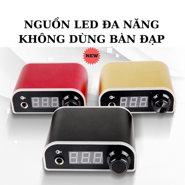 Bộ cục đổi nguồn máy pen phun xăm,ổn áp (biến áp) máy xăm đèn led 7 màu (không cần bàn đạp) - Bảo Hành 3 Tháng