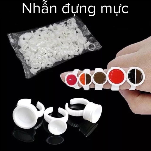 Nhẫn Nhựa Đựng Mực Phun Xăm Sáp Khắc ( Túi 100 Chiếc )