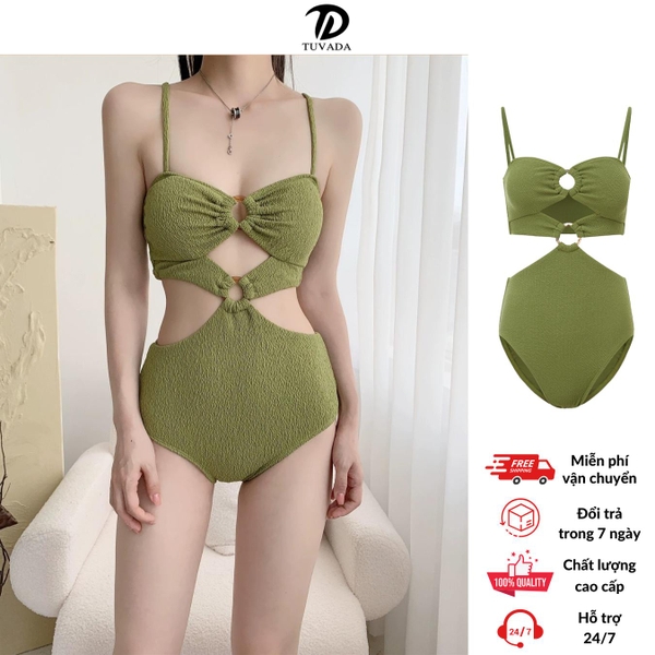 Bikini 1 mảnh Tuvada tôn dáng, đồ bơi nữ basic khoét eo, đồ đi biển cao cấp - BVN105