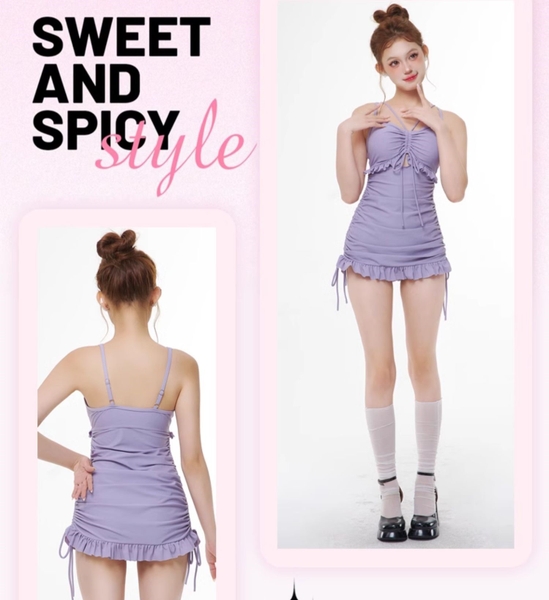 Bikini đi biển dạng váy kèm áo choàng Tuvada - BHT154