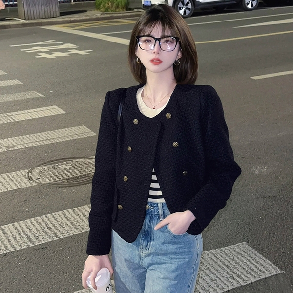 Áo dạ tweed tiểu thư lót bông dày dặn Tuvada - ADT68