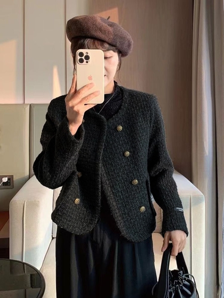 Áo dạ tweed tiểu thư lót bông dày dặn Tuvada - ADT68