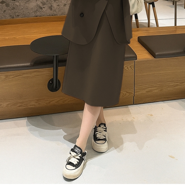 Áo blazer nữ phối chân váy dài dáng hàn quốc Tuvada - SVD133