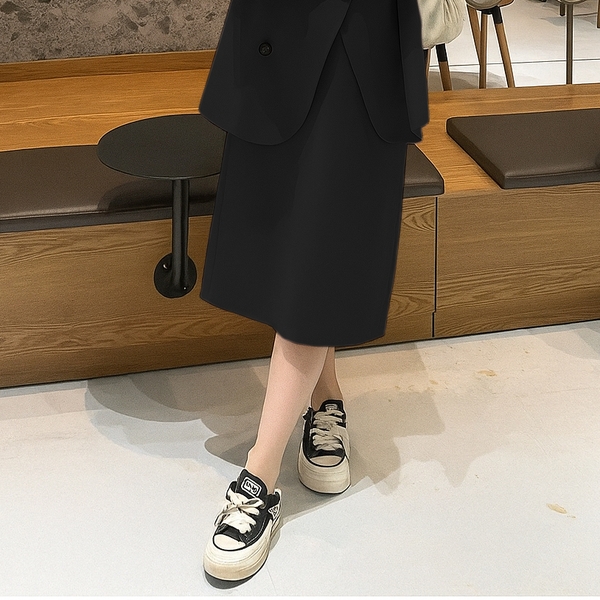 Áo blazer nữ phối chân váy dài dáng hàn quốc Tuvada - SVD133