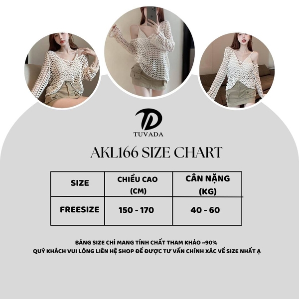 Áo choàng bikini đi biển dạng lưới màu kem Tuvada - AKL166