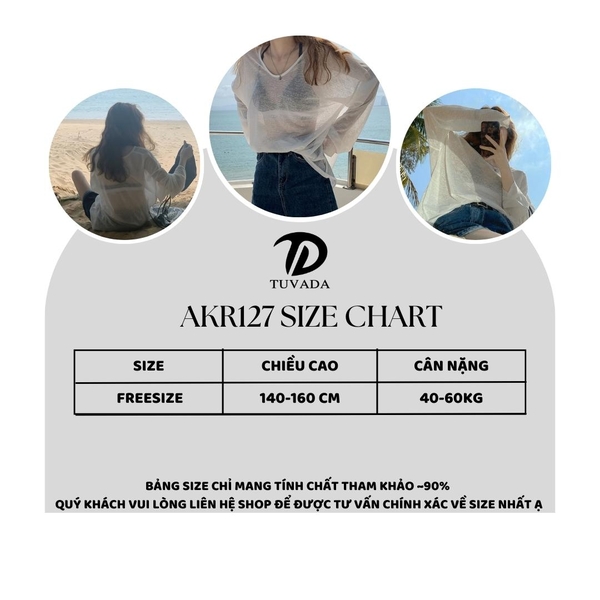 Áo choàng đi biển chống nắng voan mỏng Tuvada - AKR127