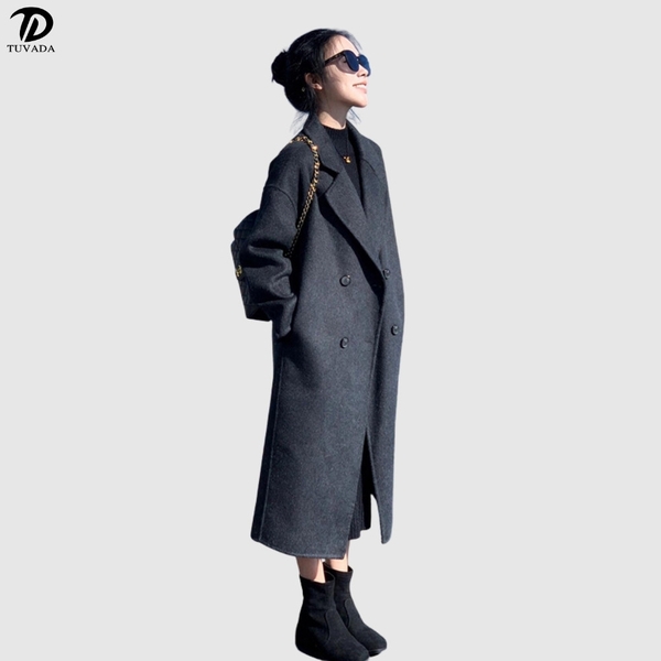 Áo dạ dáng dài nữ hàn quốc lót bông ấm áp Tuvada - ADD69