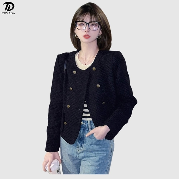 Áo dạ tweed tiểu thư lót bông dày dặn Tuvada - ADT68