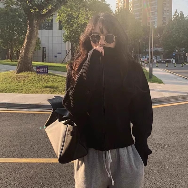 Áo khoác cardigan khóa kéo 2 đầu dáng oversize Tuvada - AKL134