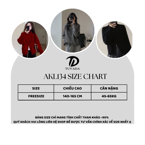 Áo khoác cardigan khóa kéo 2 đầu dáng oversize Tuvada - AKL134