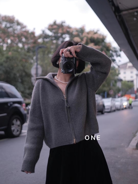 Áo khoác cardigan khóa kéo 2 đầu dáng oversize Tuvada - AKL134