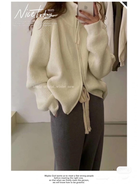 Áo khoác cardigan khóa kéo 2 đầu dáng oversize Tuvada - AKL134