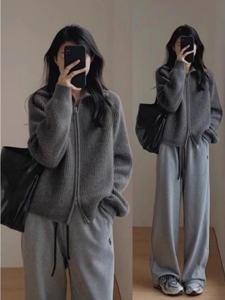Áo khoác cardigan khóa kéo 2 đầu dáng oversize Tuvada - AKL134