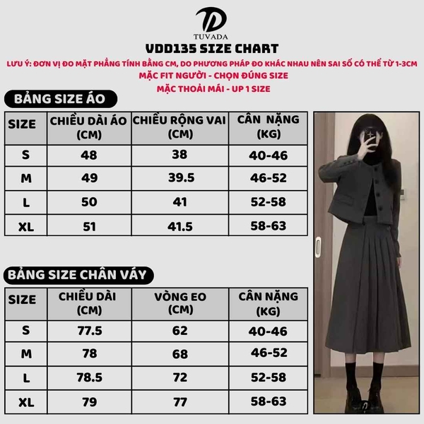 Áo khoác dạ kèm chân váy dáng xòe Tuvada - VDD135