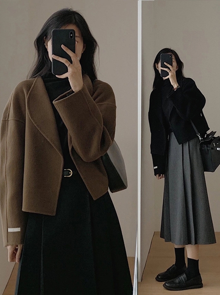 Áo khoác dạ kèm chân váy xòe Tuvada - ADN71