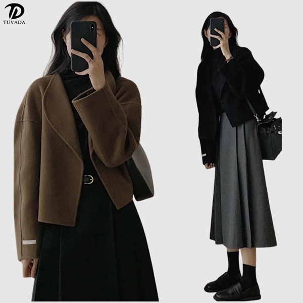 Áo khoác dạ kèm chân váy xòe Tuvada - ADN71