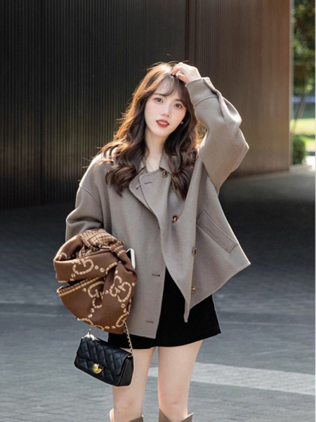 Áo khoác dạ nữ dáng rộng trần bông cao cấp Tuvada - ADT72