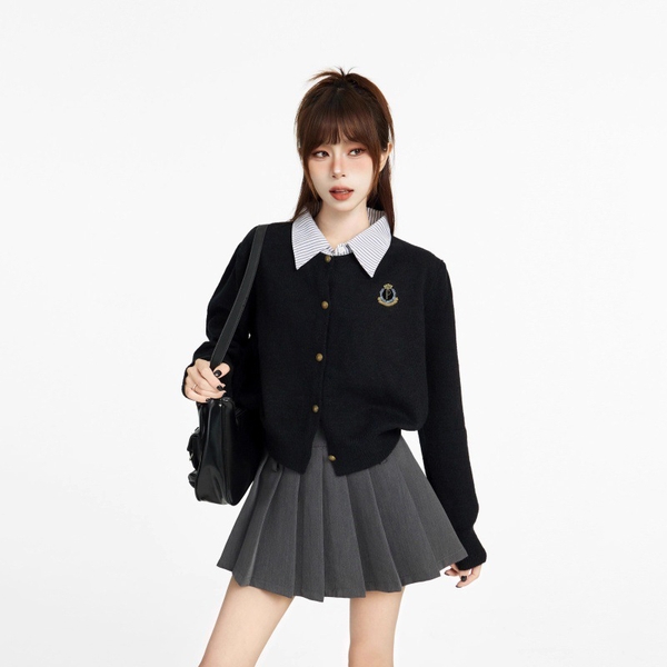 Áo khoác len cardigan cổ sơ mi dầy dặn cao cấp Tuvada - LSM56