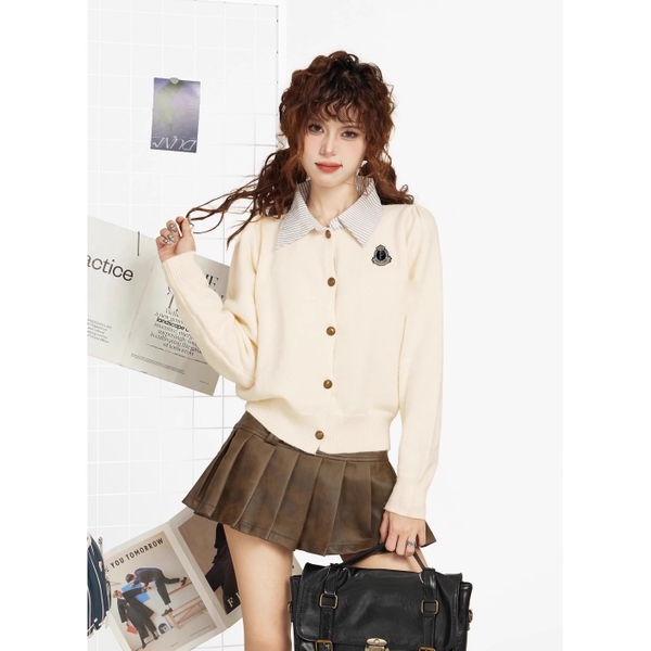 Áo khoác len cardigan cổ sơ mi dầy dặn cao cấp Tuvada - LSM56