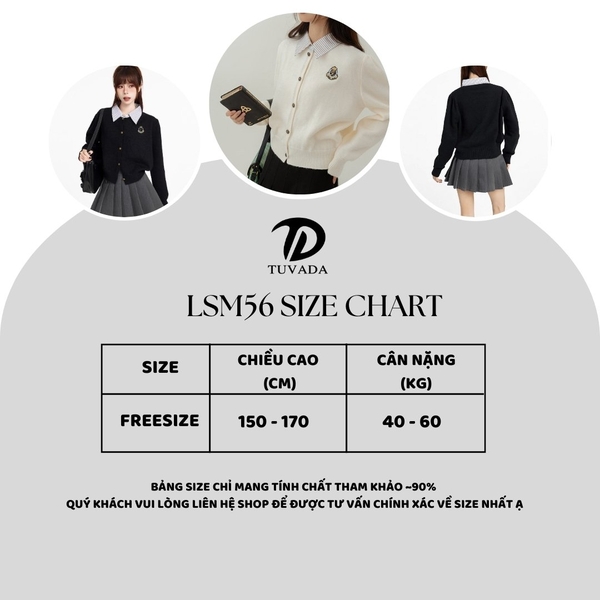 Áo khoác len cardigan cổ sơ mi dầy dặn cao cấp Tuvada - LSM56