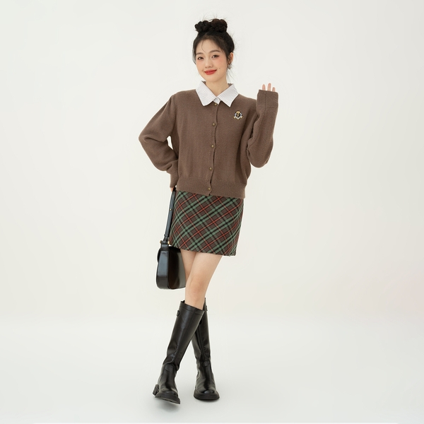 Áo khoác len cardigan cổ sơ mi dầy dặn cao cấp Tuvada - LSM56