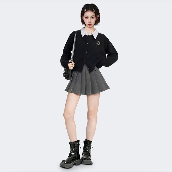 Áo khoác len cardigan cổ sơ mi dầy dặn cao cấp Tuvada - LSM56