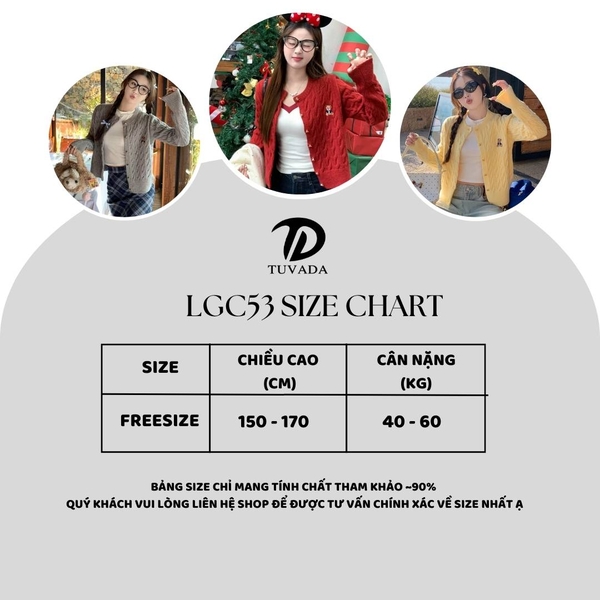 Áo khoác len cardigan thêu gấu cúc tim Tuvada - LCG53
