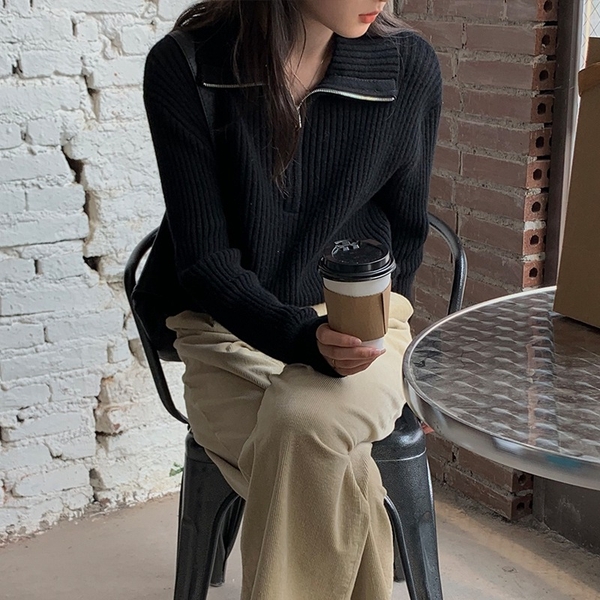 Áo len cardigan phối zip dày dặn Tuvada - LCK57