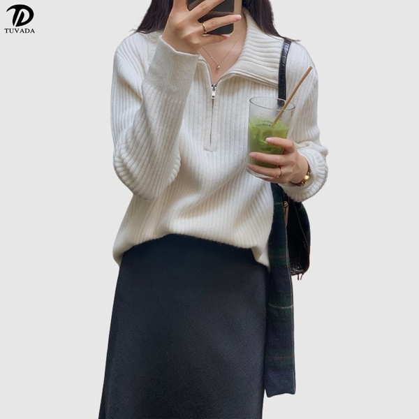 Áo len cardigan phối zip dày dặn Tuvada - LCK57