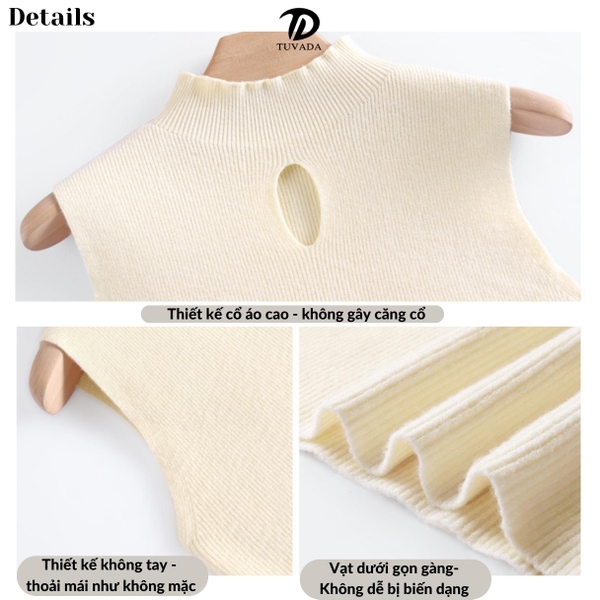 Áo len croptop cổ 3 phần khoét ngực Tuvada  -AGK75