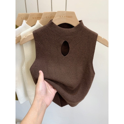 Áo len croptop cổ 3 phần khoét ngực Tuvada  -AGK75