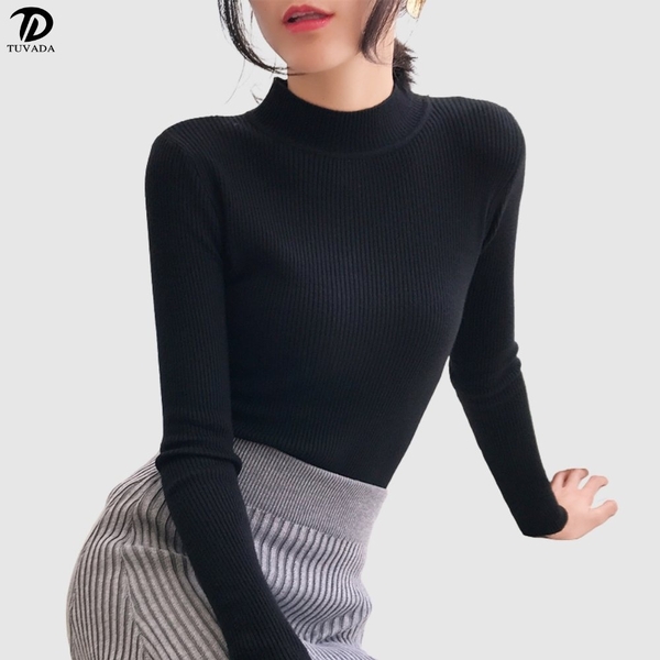 Áo len nữ hàn quốc cổ 3 phân basic Tuvada - LBP90