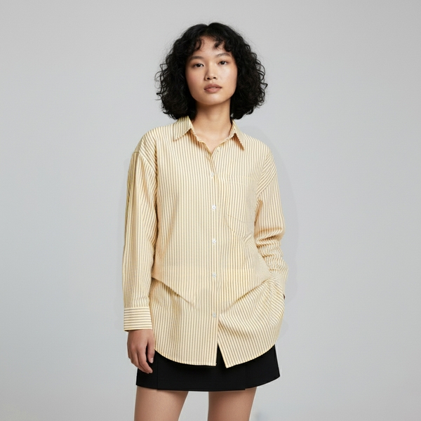 Áo sơ mi nữ kiểu hàn quốc form rộng họa tiết sọc Tuvada - ASM60