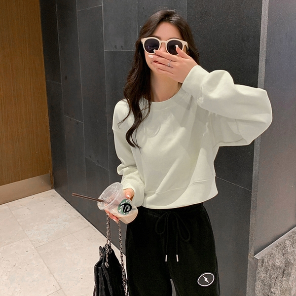 Áo sweater nữ croptop nỉ da cá 330g cao cấp Tuvada- STC66