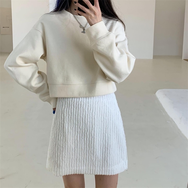 Áo sweater nữ croptop nỉ da cá 330g cao cấp Tuvada- STC66