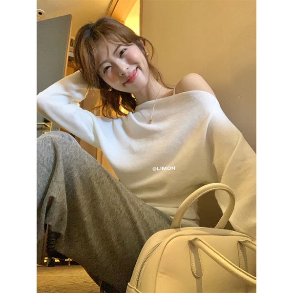 Áo trễ vai sang chảnh tiểu thư dệt kim Tuvada - LLV58