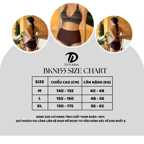 Bikini 2 mảnh thổ cẩm cạp cao che bụng tốt Tuvada - BKN155