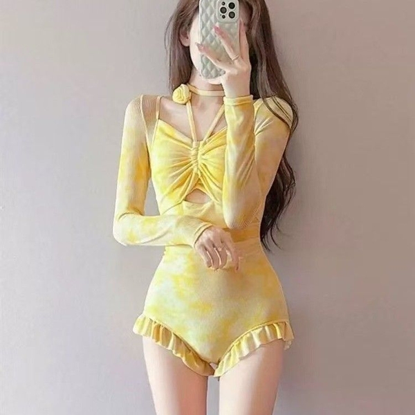 Bikini 1 mảnh dài tay màu loang trà Tuvada - BHT160