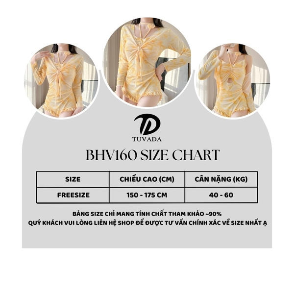 Bikini 1 mảnh dài tay màu loang trà Tuvada - BHT160