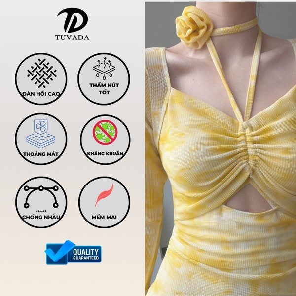 Bikini 1 mảnh dài tay màu loang trà Tuvada - BHT160