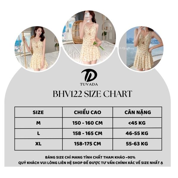 Bikini 1 mảnh họa tiết hoa nhí có đệm mút Tuvada - BHV122