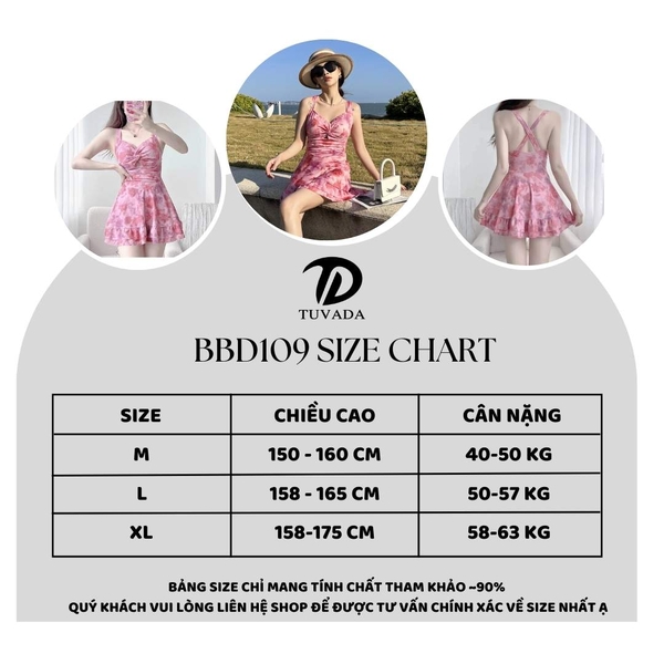 Bikini 1 mảnh họa tiết hoa trendy Tuvada - BBD109